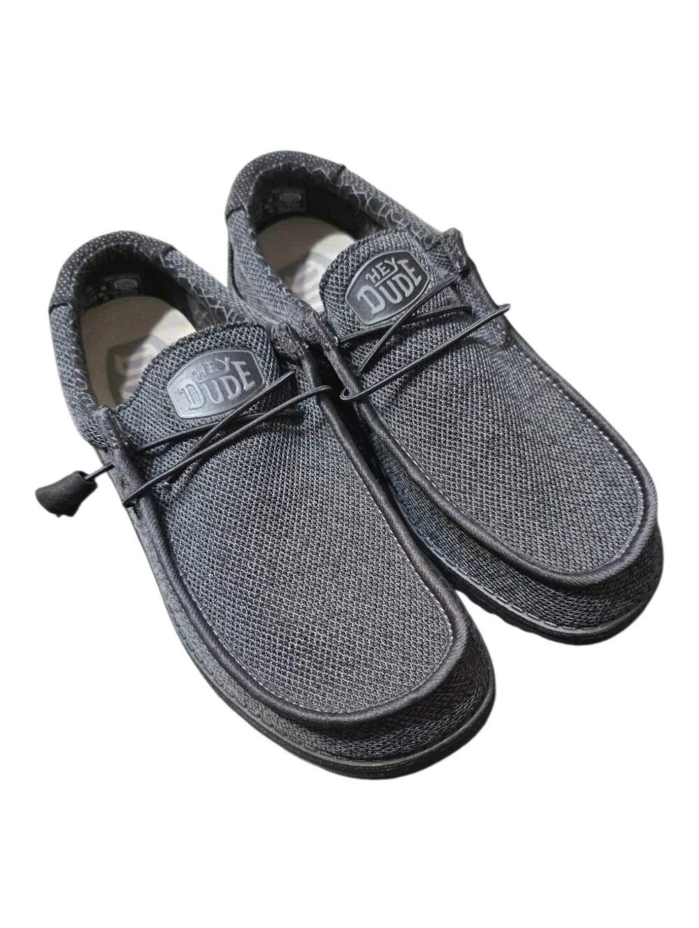 HEYDUDE Wally Sox Wide Mens Micro  Total Black Loafers NWOB